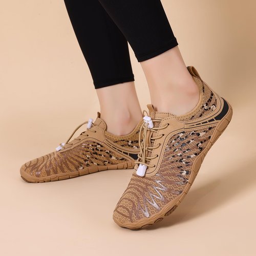 FUNWINK Hike Barefoot Shoes for Womens Men Wide Toe Water Shoes Flexible Lightweight Daily Wear Walking Shoes Unisex,Designed for Walking,Running&Swimming Tan