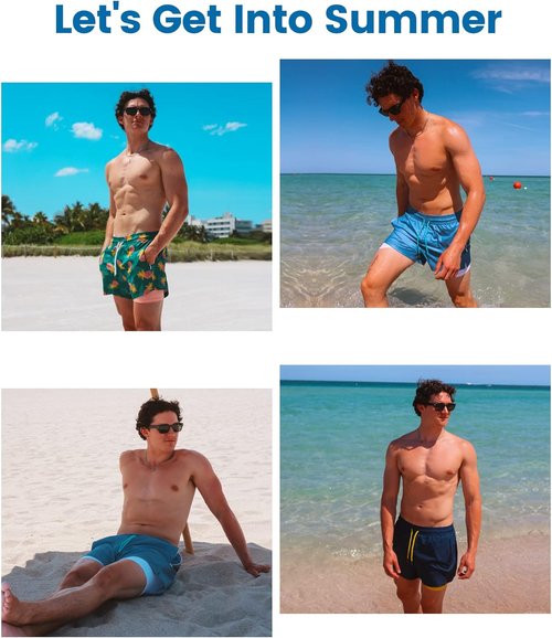 Maamgic Men's Swim Trunks - Quick-Dry Bathing Suit with Compression Liner | Stretchy & Comfortable