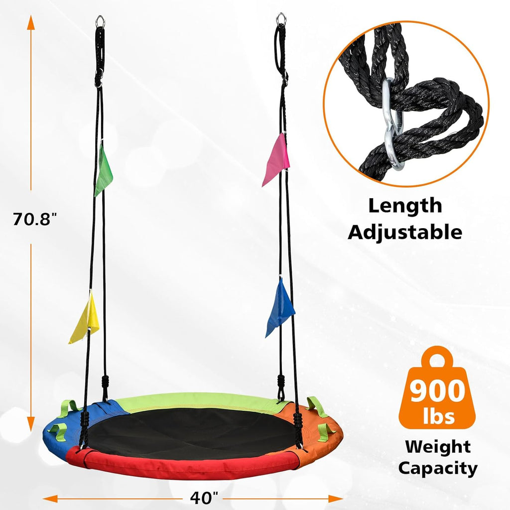 Skiennix Tree Swing - 40 Inch Saucer Swing with 900lbs Capacity & Adjustable Straps | Multicolor Outdoor Fun