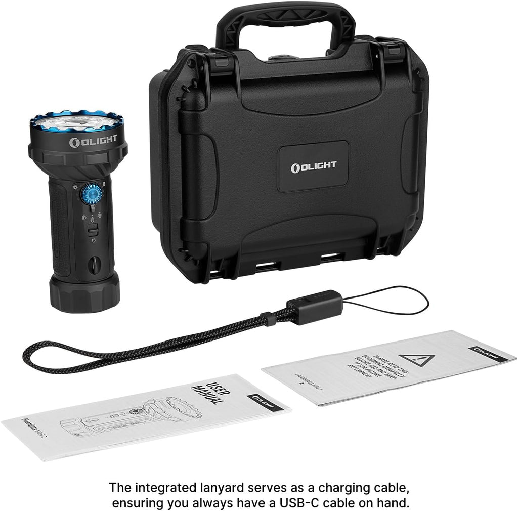 OLIGHT Marauder Mini 2 Flashlight - 10,000 Lumen Rechargeable Light with 750m Beam Distance | 5 Modes, Ideal for Camping & Emergencies (Black)
