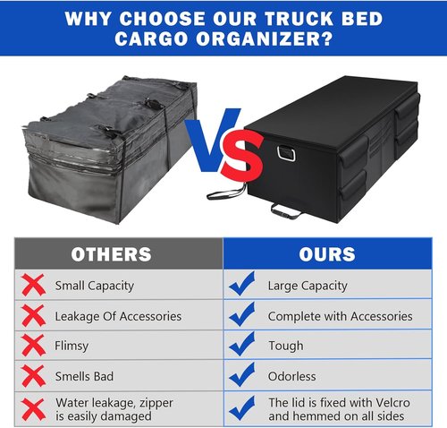 Mixsuper Truck Bed Organizer - Heavy Duty Storage Solution with Adjustable Straps for All Truck Sizes