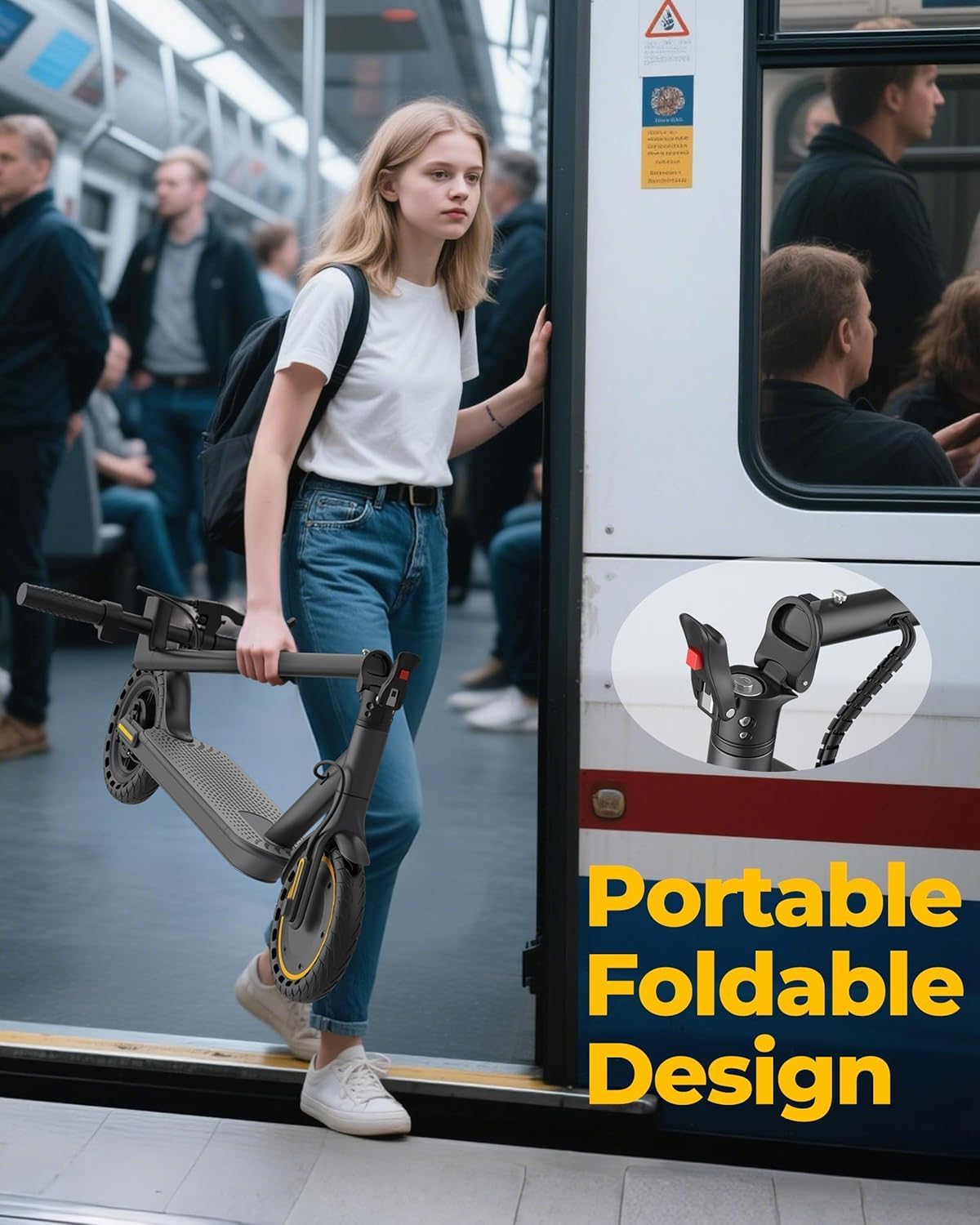 WERHY Electric Scooter - 350W/500W Motor, 19/22 MPH Speed, 15-28 Miles Range, Folding Design for Adults