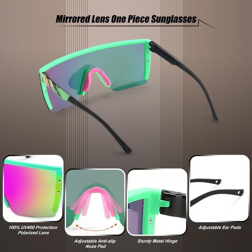 FEISEDY Sunglasses Mens Polarized Women Oversized Flat Top Square Cycling Fishing Golf Hiking Vintage Sun Glasses B2367