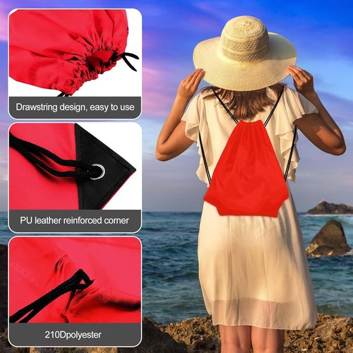 KUUQA Red Drawstring Backpack - 2-Pack Bulk Storage Bags for Easy Carrying and Organization