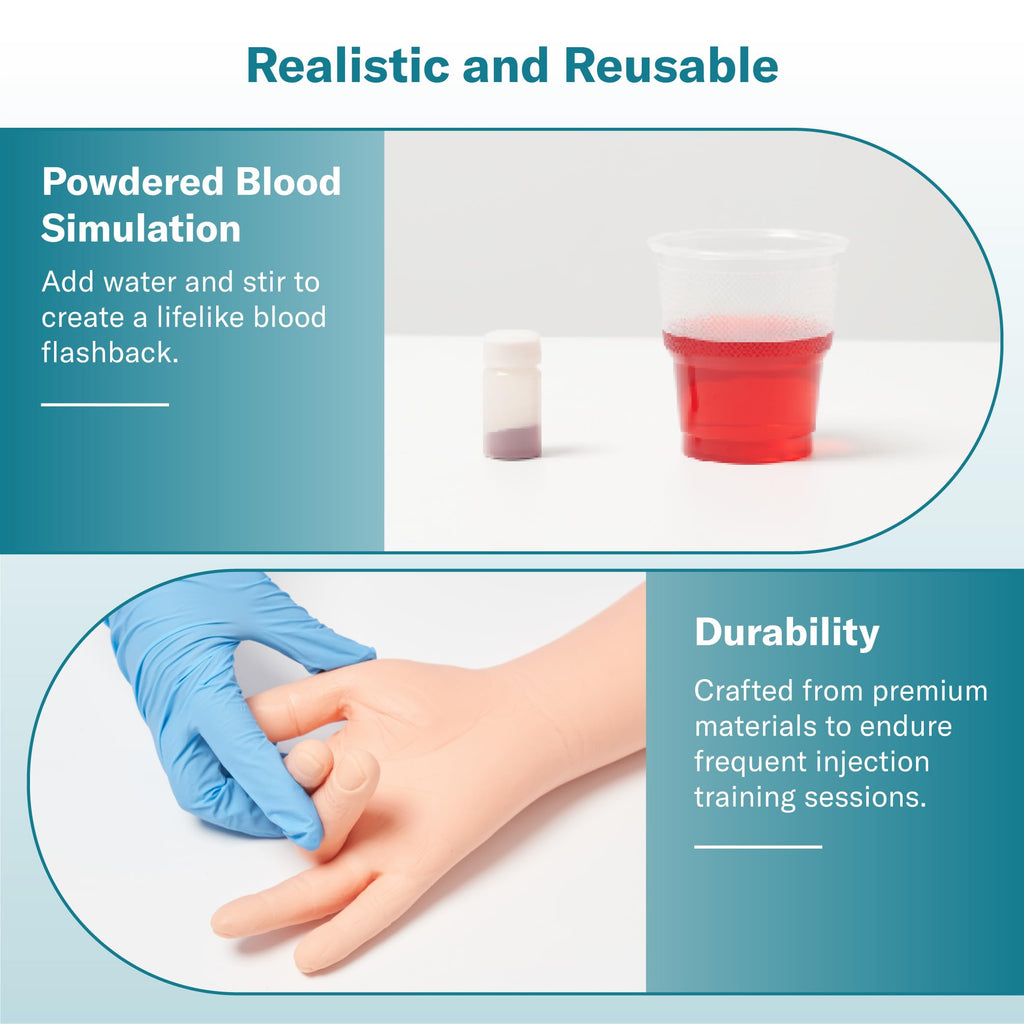 Alcedo Phlebotomy Practice Kit, Complete Venipuncture and Injection IV Practice Essentials, Realistic Training Arm with Stand & Carry Bag, Light Skin, for Medical Students & Educational Use Only