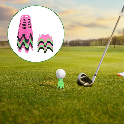 XIHIRCD 30pcs Plastic Golf Tees, 15 Tall & 15 Short Golf Simulator Tees Golf Mat Tees Indoor & Outdoor Practice Golf Tees for Sportsman Golf Lovers Beginners (Black, Green, Pink)