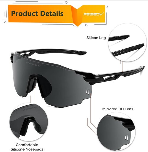 FEISEDY Rimless Sports Sunglasses - TR90 Frame for Cycling, Fishing & Running | Unisex Design
