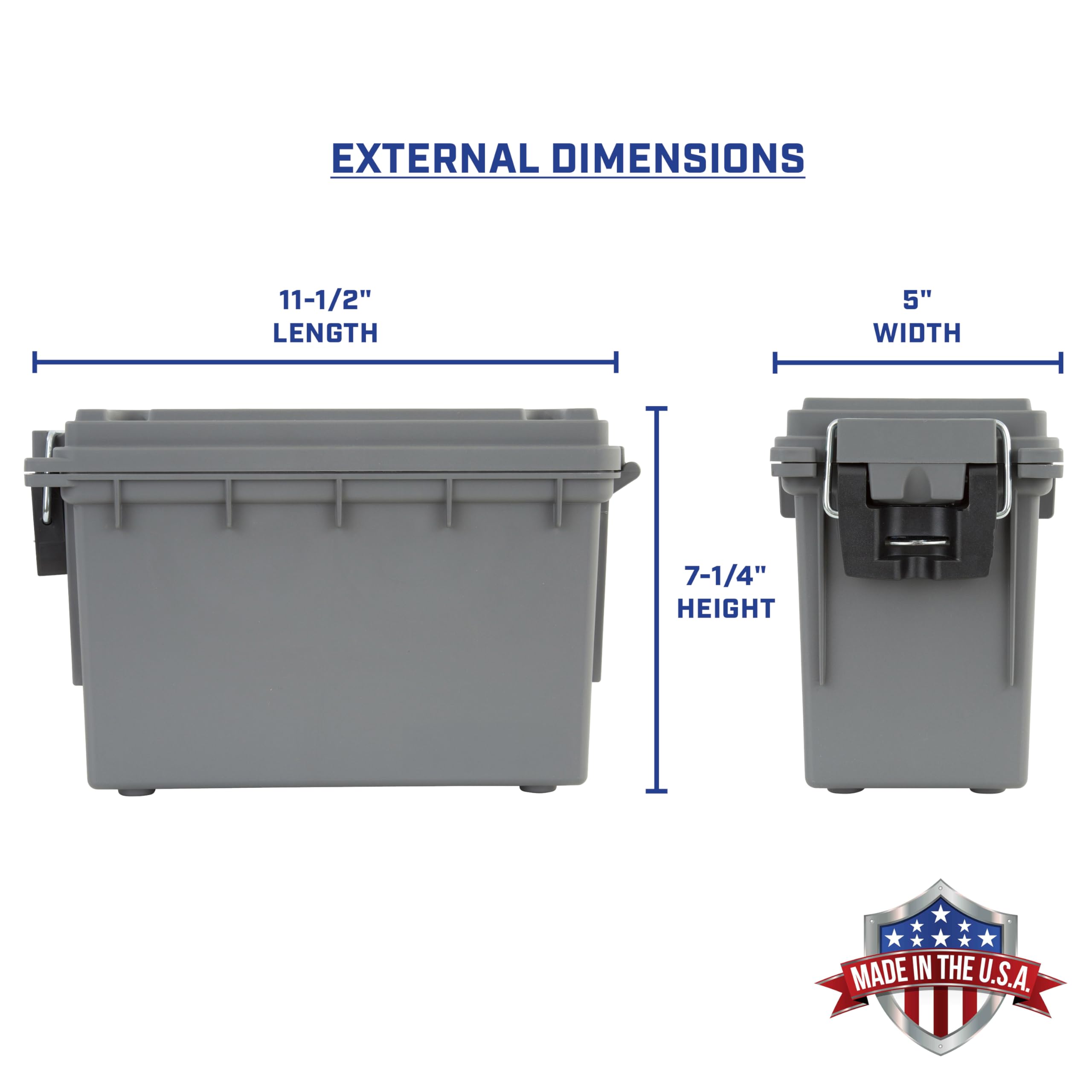 Sheffield 12759 4-Pack Ammo Storage Box, Stackable .30 Cal Field Boxes, Water and Dust Resistant, Lockable Storage Box with Handle, Secures Hunting Gear, Supplies, and Bullets, Made in USA, Gray