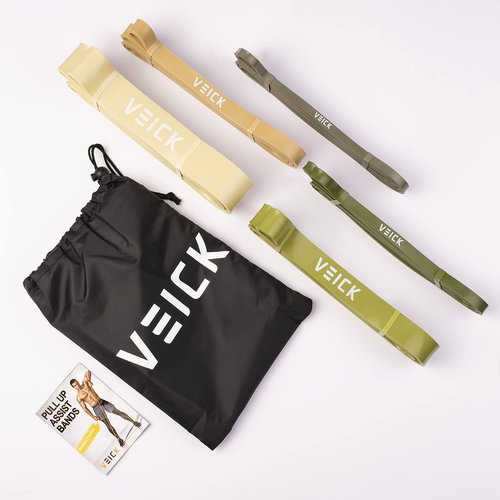 VEICK Resistance Exercise Band Set Workout Tension Bands Fitness Bands Body Stretch Bands for Pull Up Assist Training Strength Weighted Gyms, Green