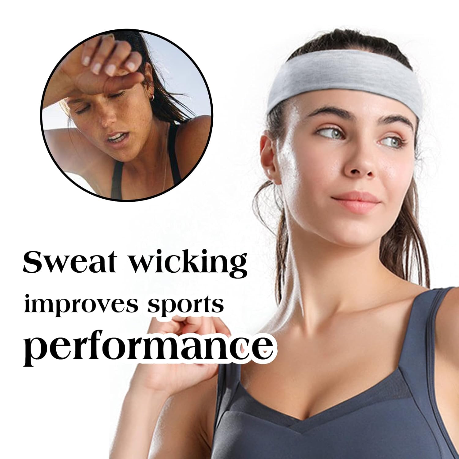 Skiennix Stretchy Headbands for Women - Non-Slip Thin Bands for Yoga & Workout | White, Pink, Blue