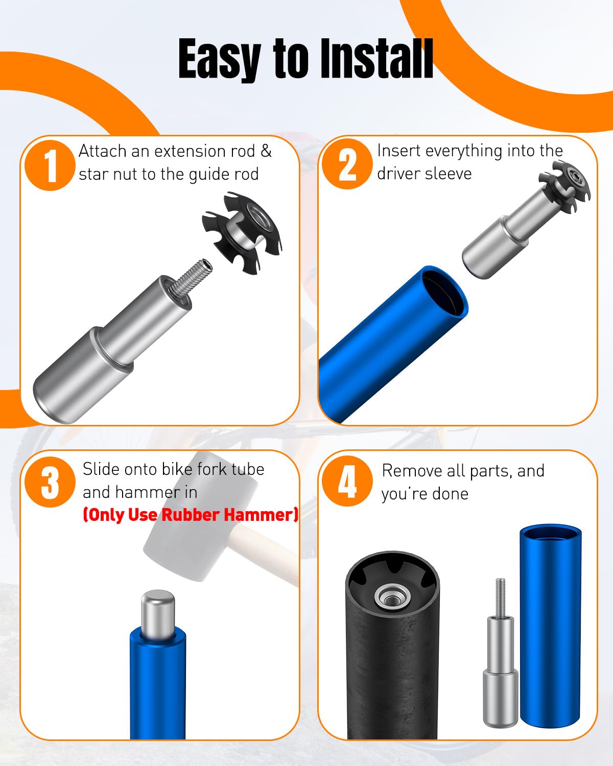 Pawfly Bike Fork Star Nut Installation Tool, Bicycle Fork Star Nut Setting Tool for 1-1/8" Threadless Fork Tubes, Star Nut Setting Installer with 1-1/8" Star Nuts Headset Spacers & Spare Special Screw