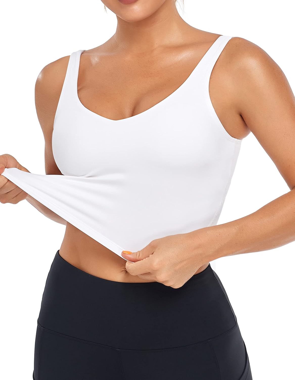 Oalka Sports Bra - Women's Longline Padded Crop Top for Yoga & Fitness | Comfortable Fit