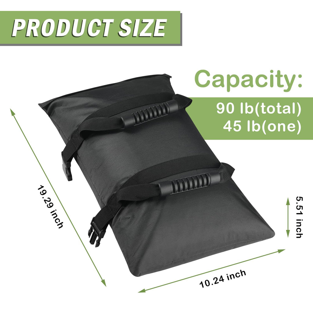 Esmorah Umbrella Base Weights Sand Bags, 2 Pack 45lbs Fillable Weight Bags to Hold Things Down, Black Weighted Base Sandbags for Outdoor Furniture Patio Cantilever Umbrellas Stand (Without Sand)