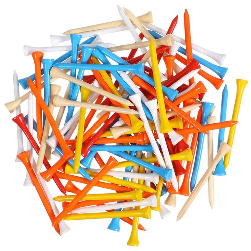 Caeuiciw 500 Pcs Wood Golf Tees Bulk 3-1/4 Inch Unbreakable Long Colored Tall Golf Tees for Men Women Kids Balls Game