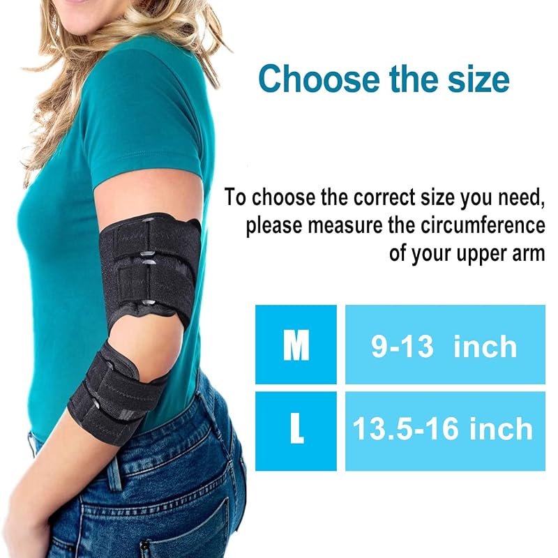 Medium Elbow Brace Support Splint for Cubital Tunnel & Arthritis Pain Relief, Adjustable 90-180° - Left/Right