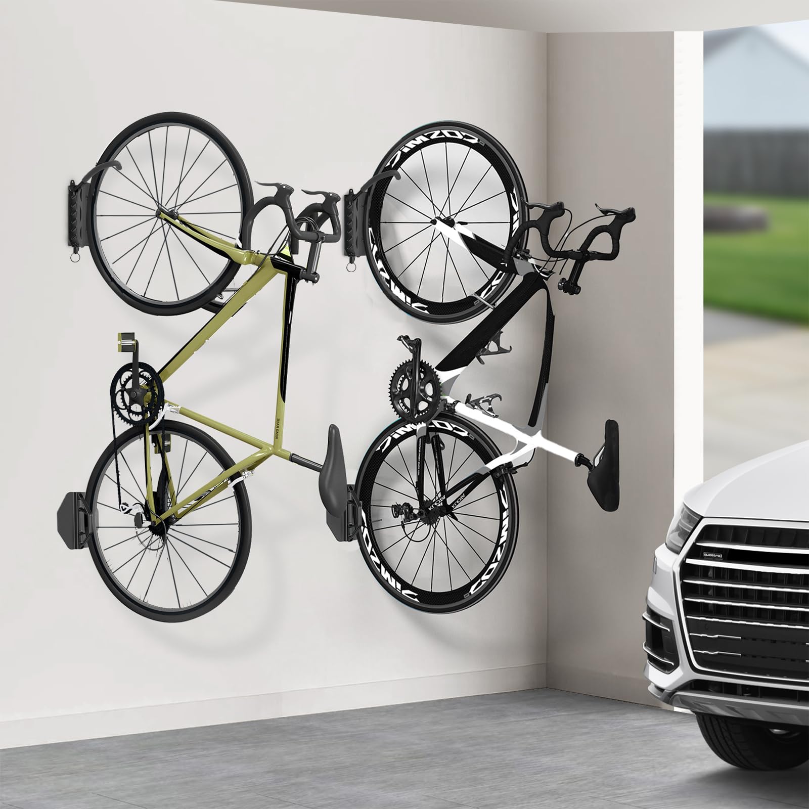 QAQ Swivel Bike Wall Mount, Vertical Bike Rack Garage Holds Up To 66lbs, Bike Hooks For Garage Space-Saving, Easy To Install -1 PACK