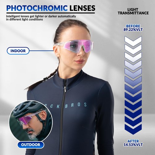 ROCKBROS Photochromic Sports Sunglasses UV Protection for Men Women Cycling