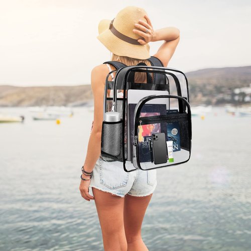 SDFGHG Clear Backpack,Sturdy Shape Heavy Duty Large Clear Backpack,Transparent Casual Backpacks,for Stadium,Work, Travel (C-Clear)