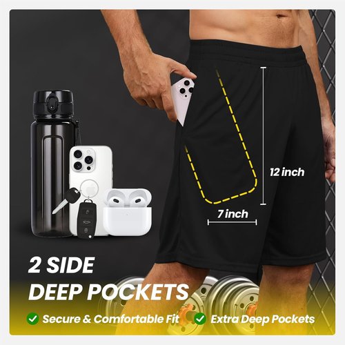 BALENNZ Athletic Shorts - Quick Dry Activewear for Men with Pockets & Elastic Waistband