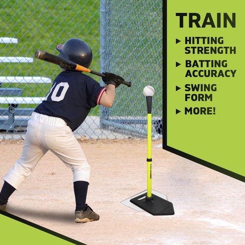Eastgoing Baseball Tee - Adjustable 19"-32" Height Telescopic Rubber Batting Tee for Kids