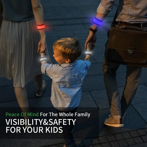 LOBKIN LED Safety Bracelets - Reflective Slap Armband for Kids & Runners | Nighttime Visibility