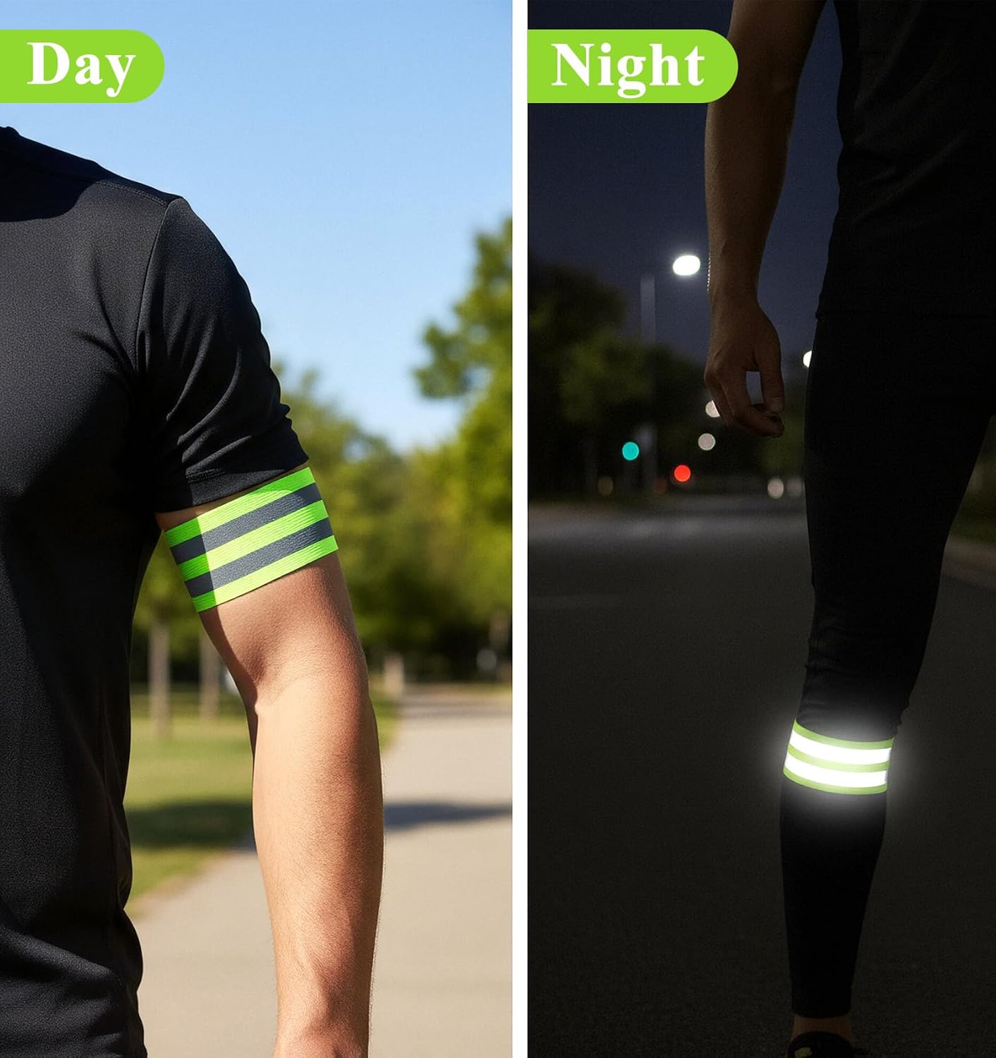 Skiennix Reflective Arm Bands - Adjustable Elastic for Runners & Night Walking | 6PCS Set