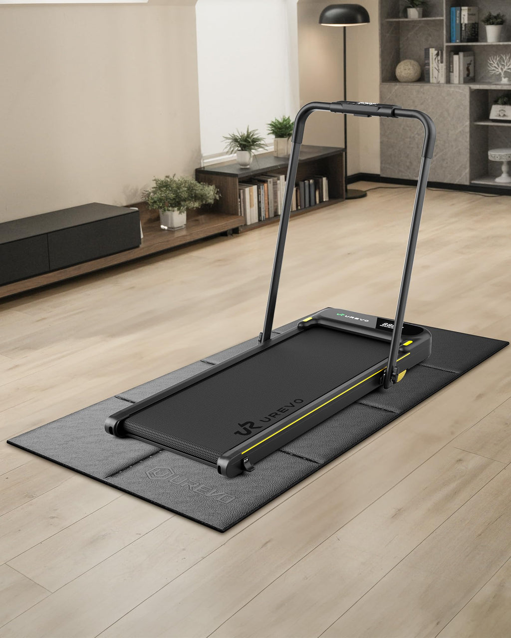 UREVO Foldable Treadmill Mat,Treadmill Mat for Carpet &Hardwood Floors ，Mat for Under Walking Pad on Carpet, Hardwood Floors Protectior, Non-Slip, Waterproof, Noise Shock Absorption