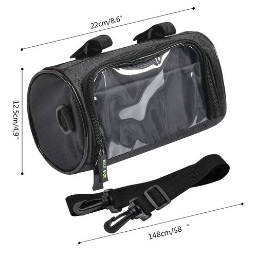 Oranlife Bike Handlebar Bag, Waterproof Phone Cycling Mount Front Bags, Bicycle Storage Bag with Removable Shoulder Strap, 6 inch Transparent Pouch, Best Gift
