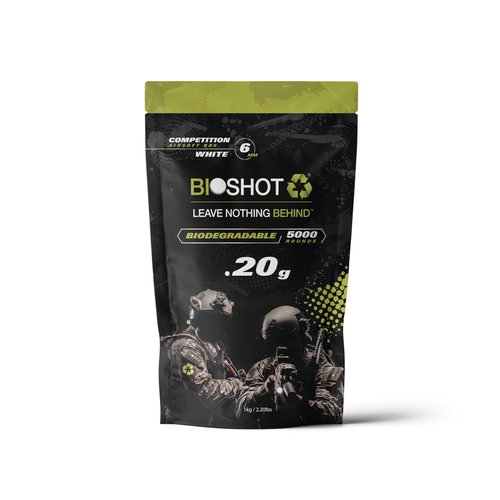 Bioshot Biodegradable Airsoft BBS - .20g 5000 Rounds Super Slick Polish - Seamless Competition Match Grade for All 6mm Airsoft Guns and Accessories