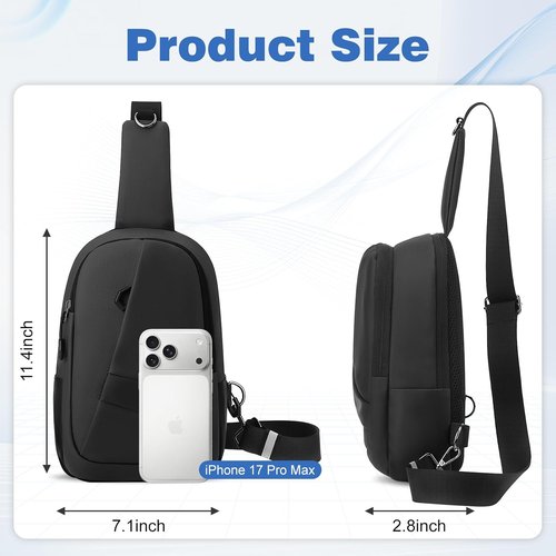 Hoedia Crossbody Sling Bag - Versatile EDC Backpack with Reflective Strip & Multi-Pocket Design