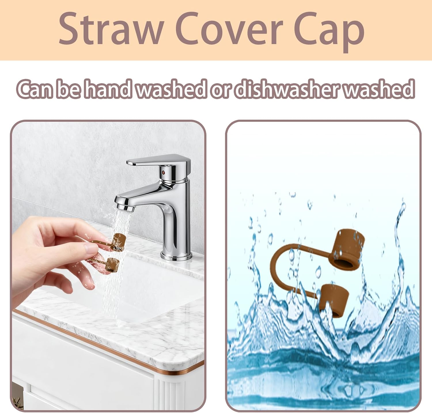 Skiennix Silicone Straw Cover Caps - 6PCS Reusable Accessories for Stanley 30&40 Oz Tumblers - Brown