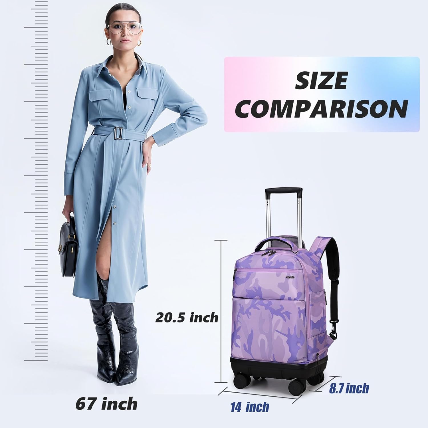 Skiennix Rolling Backpack - 18-Inch Laptop Bag with Removable Wheels | Water-Resistant Travel Backpack for Men & Women