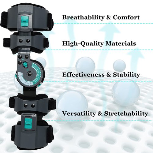 DOUKOM Hinged Post Op Elbow Brace, Adjustable Range of Motion Support Stabilizer for Dislocated Arm, Post Tendon Injury & Surgery Pain Relief Recovery, Right