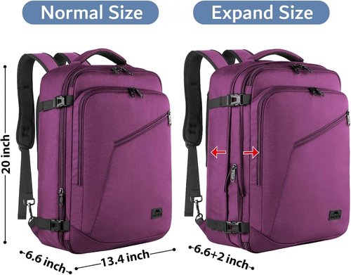 MATEIN Large Purple Travel Backpack - Water Resistant & Expandable 50L Daypack for Women