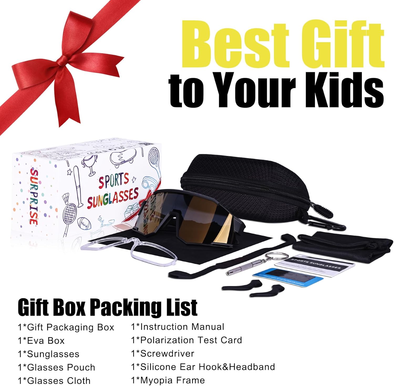 Polarized Kids Sunglasses - Ultra-Light TR90 Frame | UV400 Youth Baseball Cycling Glasses