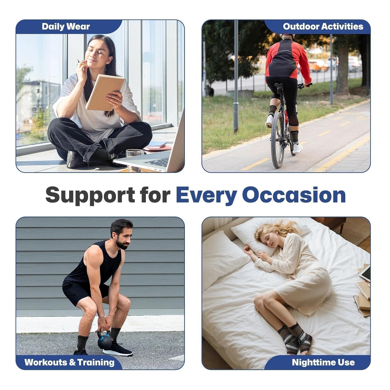 PAPLUS Ankle Brace for Plantar Fasciitis Relief | Adjustable Support for Foot Pain - Black, 2 Pairs