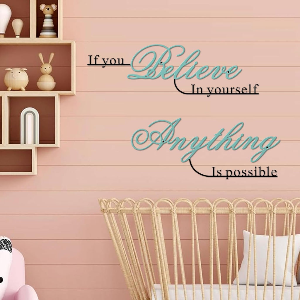 Resama Wall Art Decor - Inspirational Metal Quotes | "Believe in Yourself" | 2 Pcs Colorful Design
