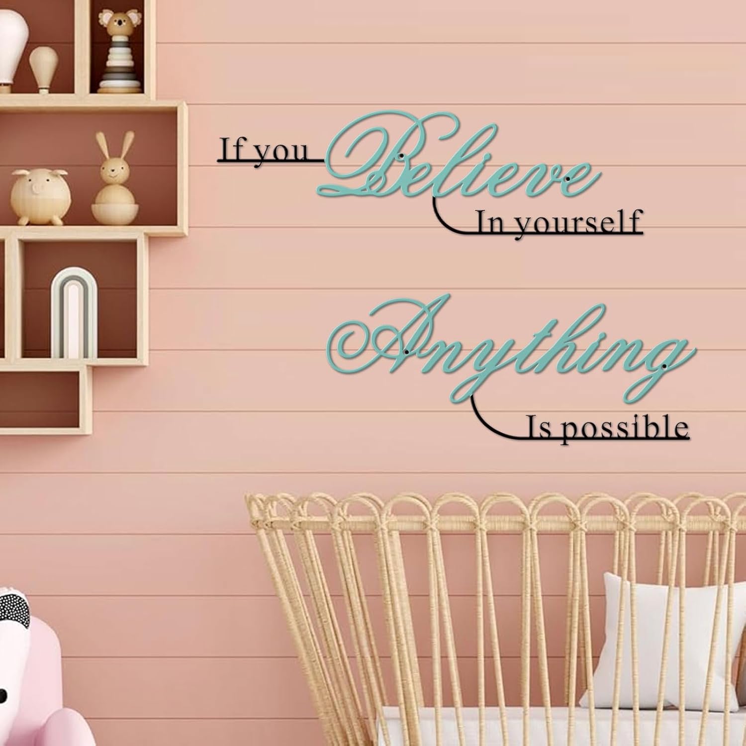Resama Wall Art Decor - Inspirational Metal Quotes | "Believe in Yourself" | 2 Pcs Colorful Design