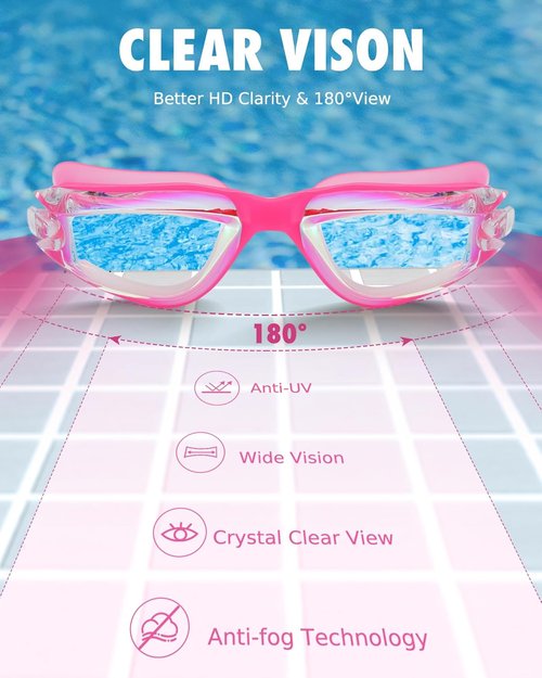Aegend Swim Goggles - Anti-Fog & UV Protection for Kids Ages 3-14 | Comfortable Fit