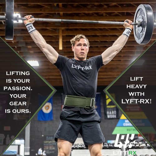 LYFT-RX Weightlifting Belt for Squats, Deadlift, Powerlifting, Olympic Weight Lift, Cross Train, Gym, Workout, 4-inch Wide Fit Nylon Belt, Men/Women, OD GREEN - SMALL