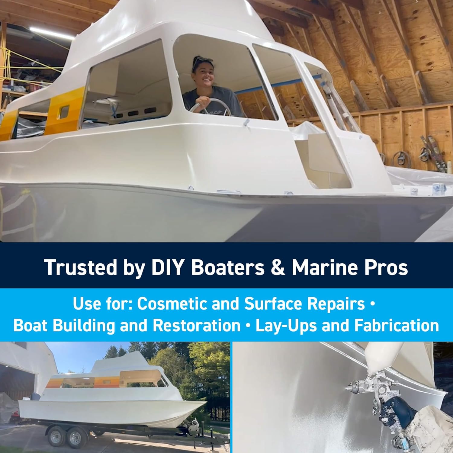 TotalBoat Marine Gelcoat for Boat Building, Repair and Composite Coatings (White, Quart No Wax)