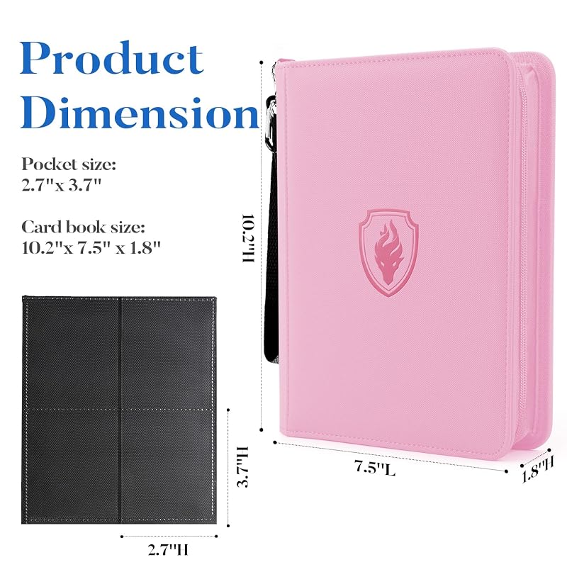 Fabmaker 4-Pocket Card Binder, 320 Card Capacity, Pink Variation