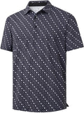 JIUYANG Men's Golf Polo Shirt - Moisture-Wicking, 4-Way Stretch, UPF 50+ | Short Sleeve Performance Print