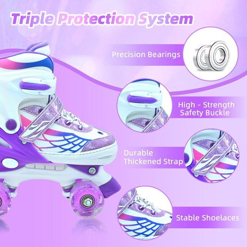 SMOOJOY Roller Skates for Boys Girls, Kids Skates, Adjustable Roller Skates with Light Up Wheels for Ages 3-5 RollerSkates for Youth Beginner