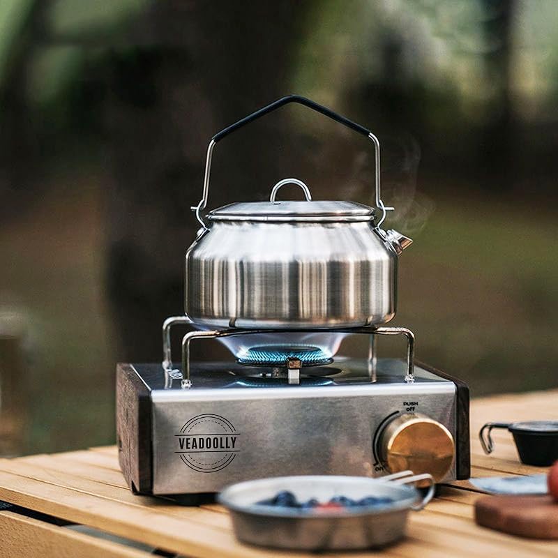 1L Camping Kettle Stainless Steel Tea Pot — Fast Heating, Portable Outdoor Teapot (Variation: Silver)