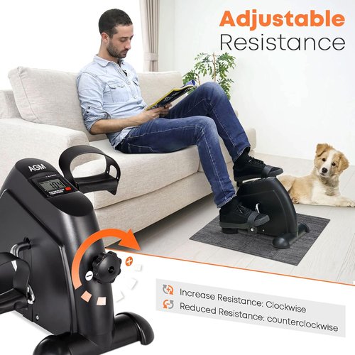 AGM Mini Exercise Bike - Under Desk Pedal Exerciser with LCD Screen for Arms & Legs | Compact Foot Cycle