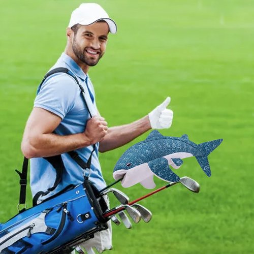 Funny Shark Golf Headcover, Animals Plush Golf Club Head Covers, Small Size Fits Hybird and Irons, Large Size Fits Standard 460cc Driver Head