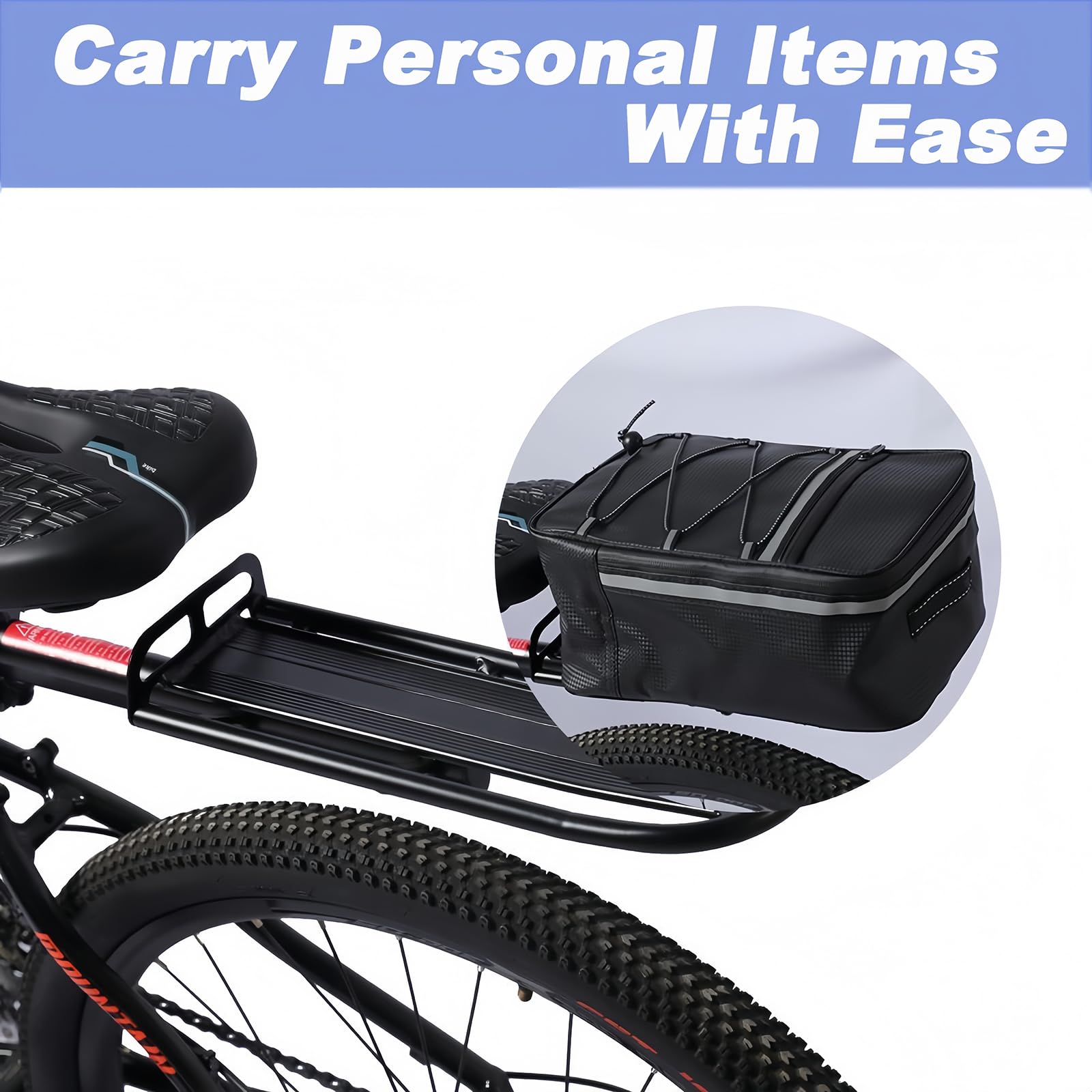 Rear Bike Rack, Aluminum Alloy Bicycle Luggage Cargo Rack, Retractable Bicycle Pannier Bag Holder, Universal Bike Carrier, MTB Rear Racks Max Load 10KG/22Lbs (Screw Installation)