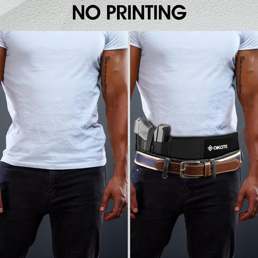 AIKATE Belly Band Holster - Upgraded Concealed Carry Solution for Glock 19, 17 & S&W M&P Shield 9MM