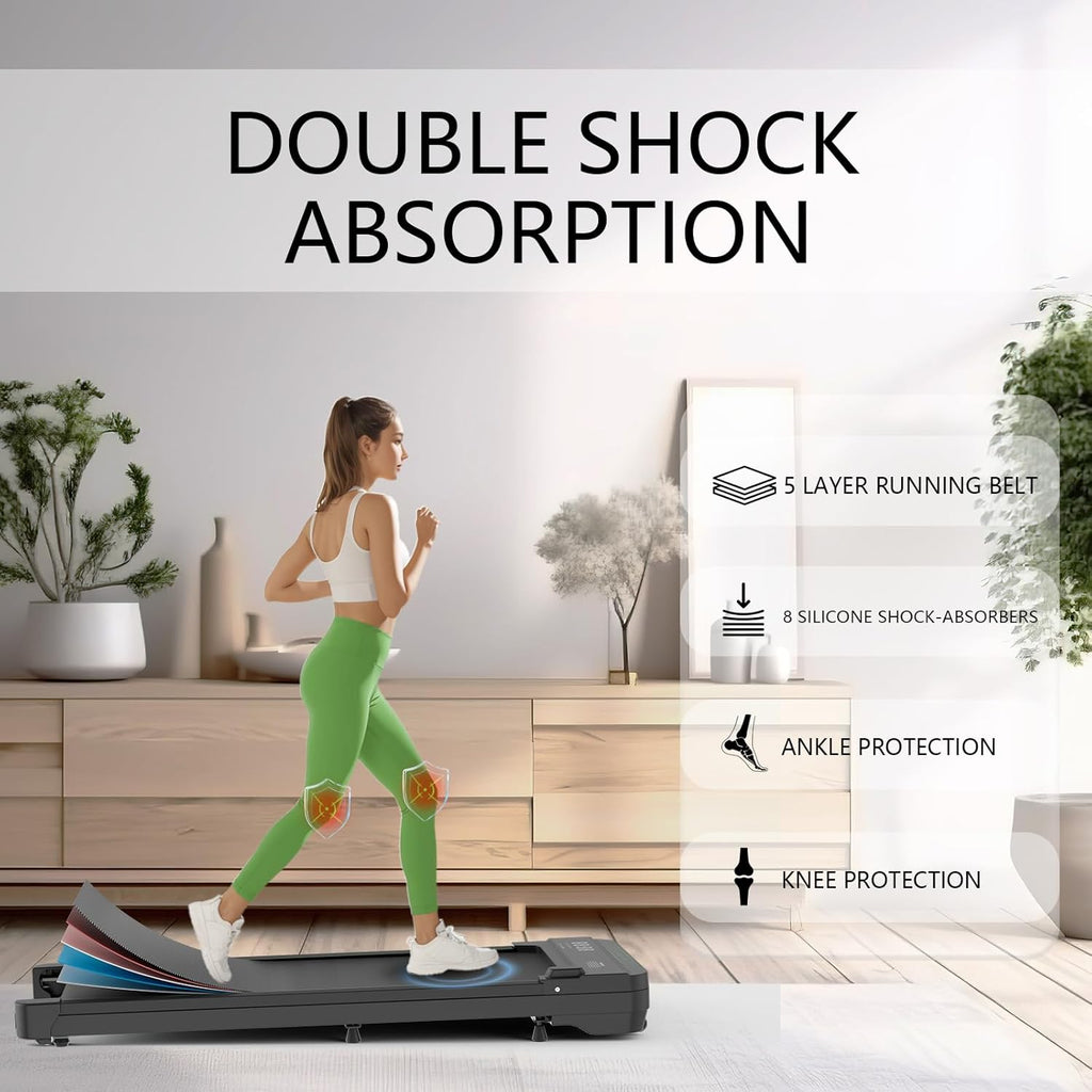 Skiennix 3-in-1 Treadmill - Portable Under Desk Walking Pad with Incline & Remote Control | LED Display